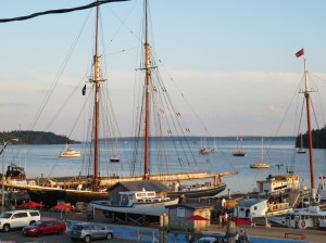 The view from our room in Lunenburg, NS....photo of the Bluenose II (an image of the original Bluenose is on the back of Canada's dime)